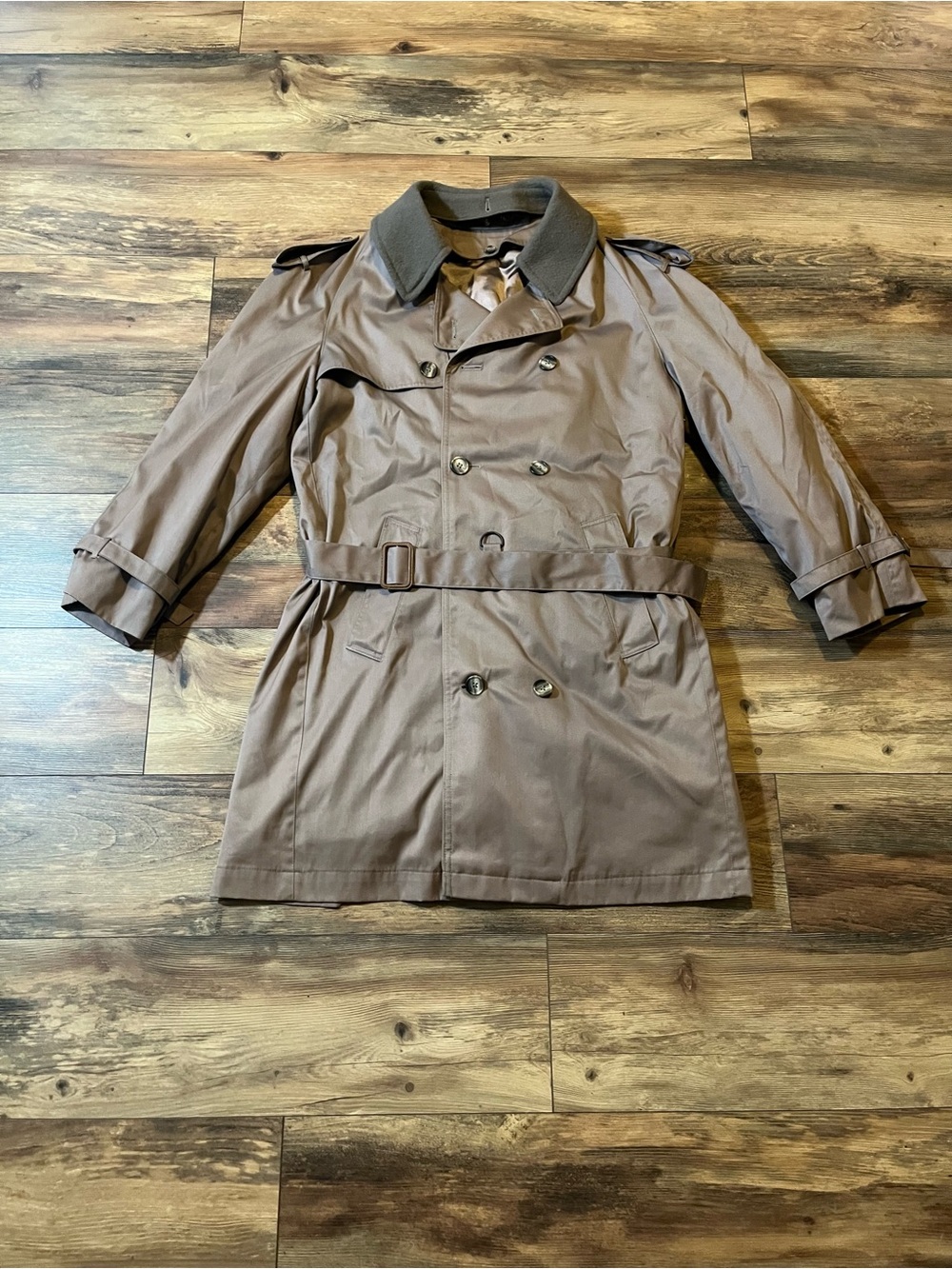 Vintage Burberry? Classic Khaki Tan Trench Jacket Wool Liner Pea Coat R-38